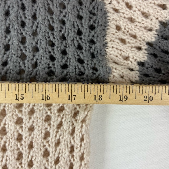 Glimmer By JJ Basics Gray Striped Open Knit Sweater Medium (sku490) - Picture 7 of 9